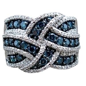 Silvertone Blue Gemstone Ring